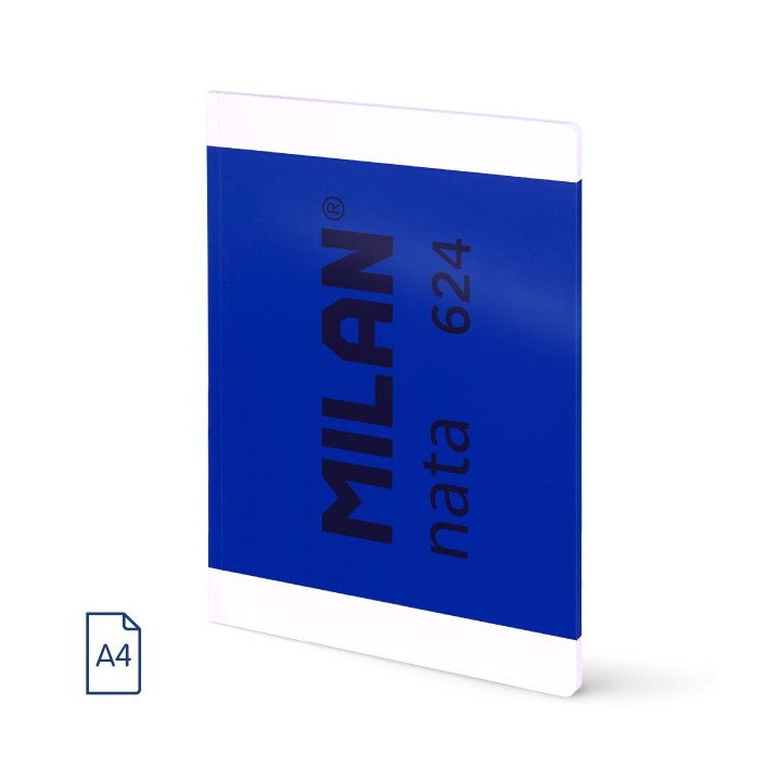 Milan Nata 624 Libreta Encolada Formato A4 Cuadricula 5x5mm - 48 Hojas de 95 gr/m2 - Microperforado - Color Azul