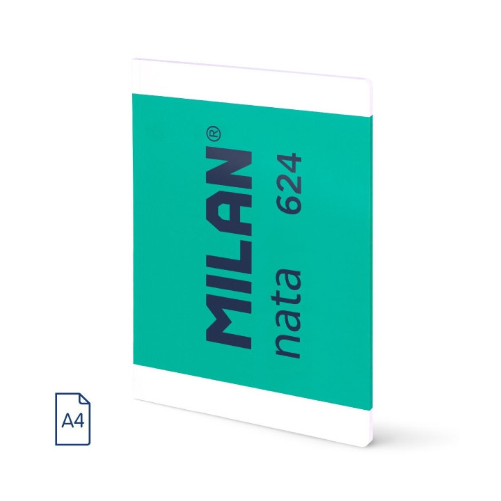 Milan Nata 624 Libreta Encolada Formato A4 Cuadricula 5x5mm - 48 Hojas de 95 gr/m2 - Microperforado - Color Verde