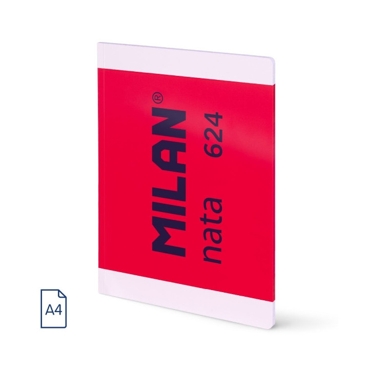 Milan Nata 624 Libreta Encolada Formato A4 Cuadricula 5x5mm - 48 Hojas de 95 gr/m2 - Microperforado - Color Rosa