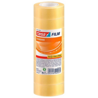 Tesa Tesafilm Standard Pack de 8 Cintas Autoadhesivas Transparentes 19mmx33m - Buena Adherencia y Alta Resistencia a la Luz UV
