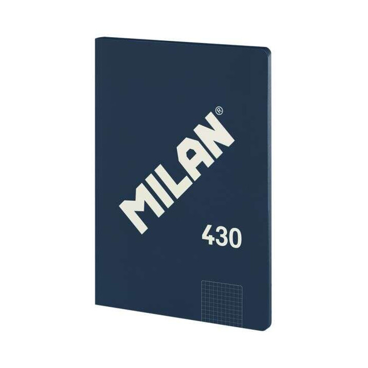 Milan Serie 1918 Libreta Encolada Formato A4 Cuadricula 5x5mm - 48 Hojas de 95 gr/m2 - Microperforado - Tapa Blanda - Color Azu