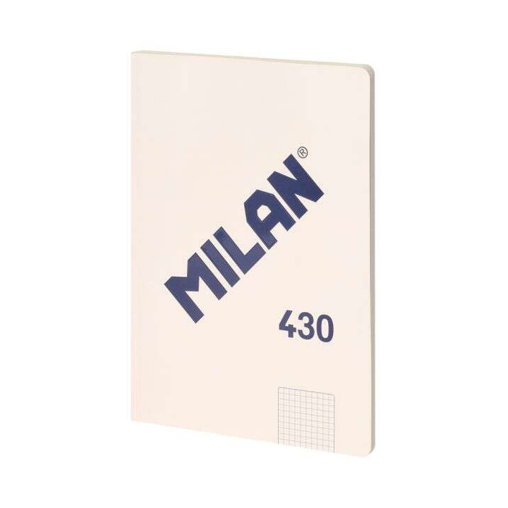 Milan Serie 1918 Libreta Encolada Formato A4 Cuadricula 5x5mm - 48 Hojas de 95 gr/m2 - Microperforado - Tapa Blanda - Color Bei