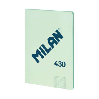 Milan Serie 1918 Libreta Encolada Formato A4 Cuadricula 5x5mm - 48 Hojas de 95 gr/m2 - Microperforado - Tapa Blanda - Color Ver