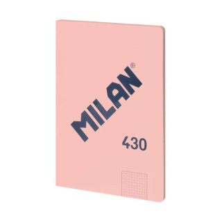 Milan Serie 1918 Libreta Encolada Formato A4 Cuadricula 5x5mm - 48 Hojas de 95 gr/m2 - Microperforado - Tapa Blanda - Color Ros