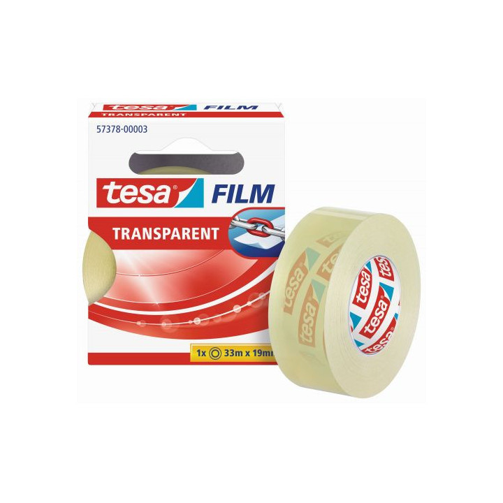 Tesa Tesafilm Cinta Autoadhesiva Transparente 19mmx33m - Resistente al Desgarro - Sin PVC