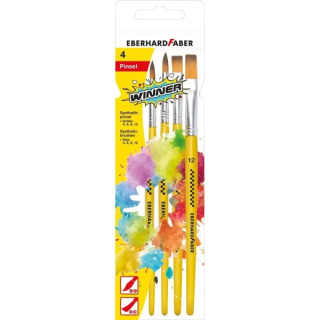 Eberhard Faber Winner Pack con 4 Pinceles de Pelo Sintetico Tamaños 4