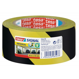 Tesa Cinta Adhesiva de Señalizacion 50mm x 66m - Ideal para Señalizar Obstaculos Permanentes - Adhesivo sin Disolventes - Col