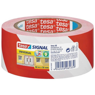 Tesa Cinta Adhesiva de Señalizacion 50mm x 66m - Ideal para Señalizar Obstaculos Permanentes - Adhesivo sin disolventes - Col