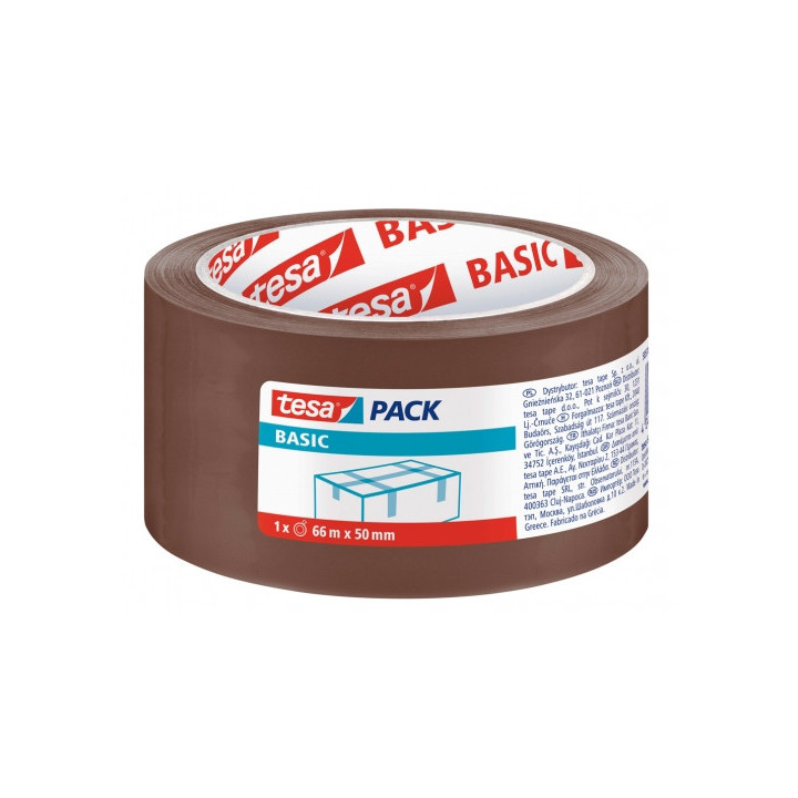 Tesa Basic Precinto de Embalar 50mm x 66 Metros - Fabricado en Polipropileno - Adhesivo Ecologico - Color Marron