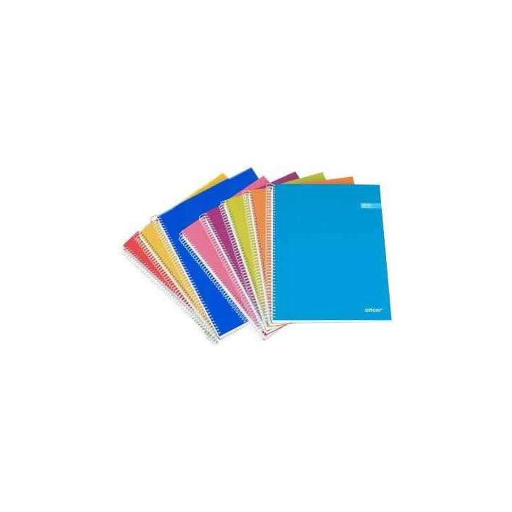 Ancor Classic Stripes Cuaderno Espiral Tamaño Folio Cuadriculado 4x4mm - 80 Hojas 90gr - Tapa de Carton Plastificado - Colores
