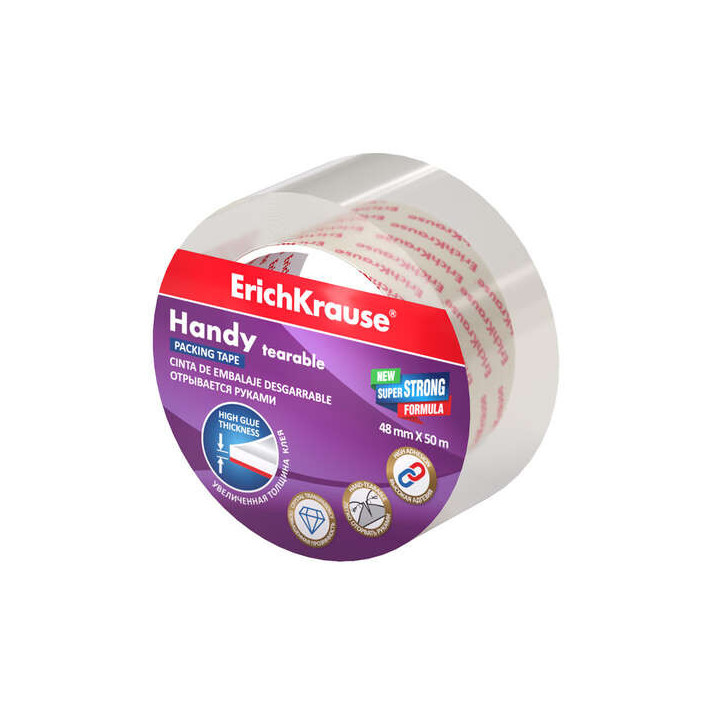 Erichkrause Handy Cinta Precinto 48mmx50m - Resistente y Duradera - Transparente