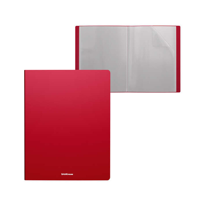 Erichkrause Matt Classic Carpeta con 20 Fundas - Tamaño A4 - Color Rojo