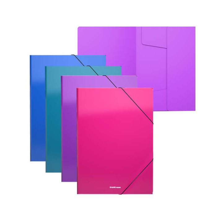 Erichkrause Pack de 4 Carpetas Solapas Matt Vivid A4 - Fabricadas en Polipropileno - Colores Surtidos