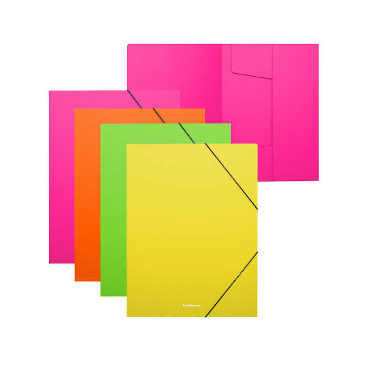 Erichkrause Pack de 4 Carpetas Solapas Matt Neon A4 - Fabricadas en Polipropileno - Colores Surtidos