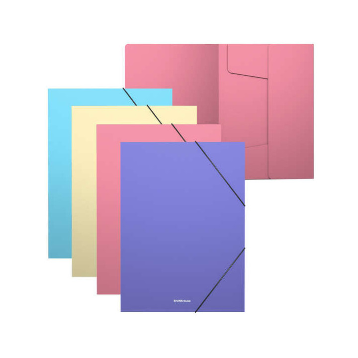 Erichkrause Pack de 4 Carpetas Solapas Matt Pastel A4 - Fabricadas en Polipropileno - Colores Surtidos