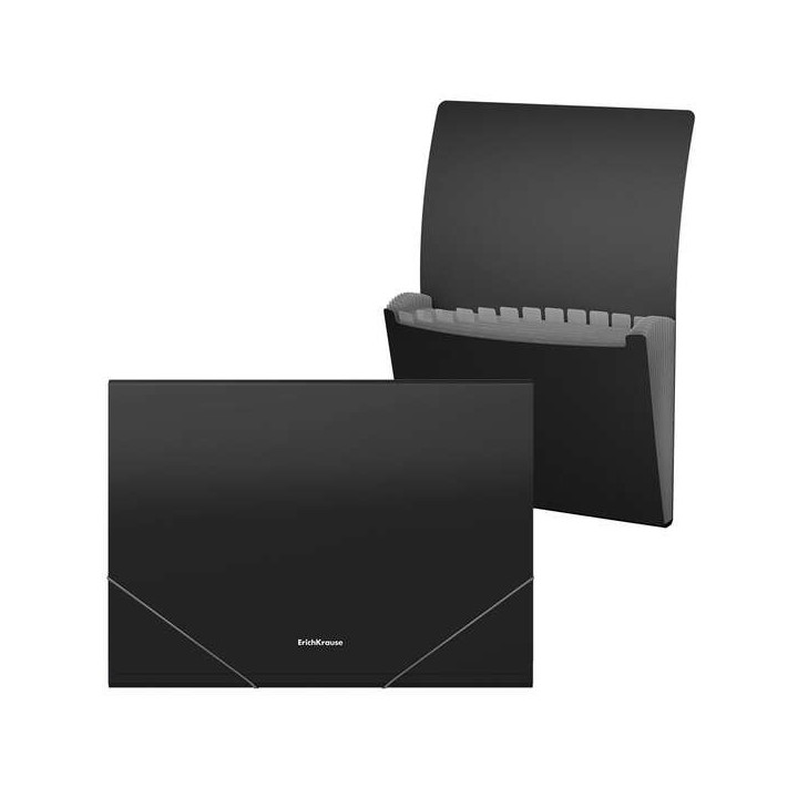 Erichkrause Matt Classic Carpeta/Clasificador con 12 Fundas A4 - Acabado Mate - Color Negro