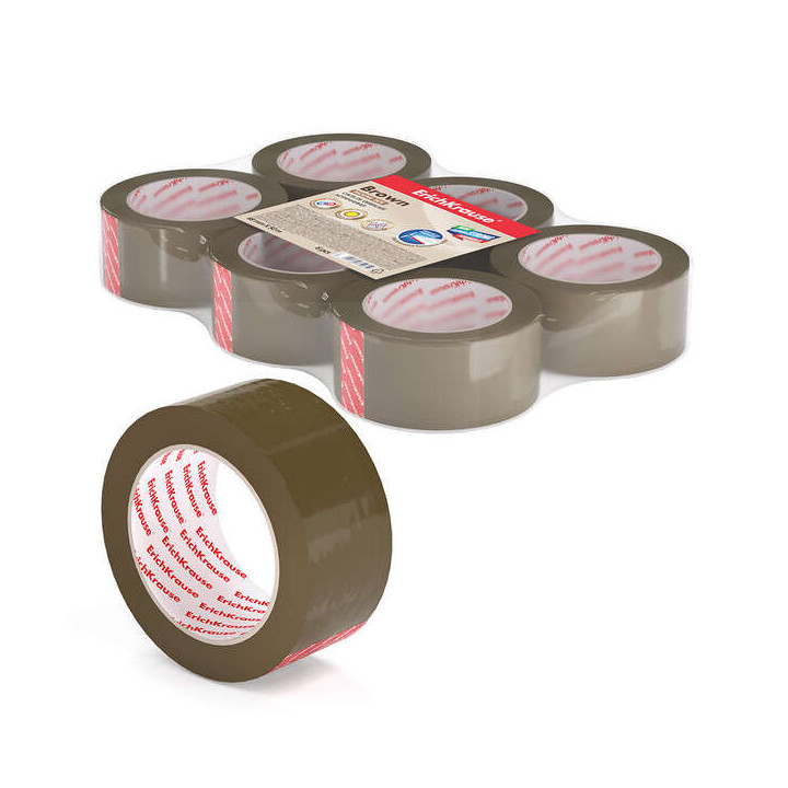 Erichkrause Precinto de Embalaje - Medidas 48mmx50m - Adhesivo de Gran Adherencia - Facil de Cortar - Color Marron