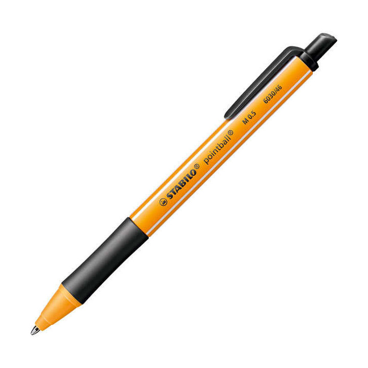 Stabilo Pointball Boligrafo Retractil - Punta de 1mm - Tinta con Base de Aceite - Recargable - 79% Plastico Reciclado - Grip An