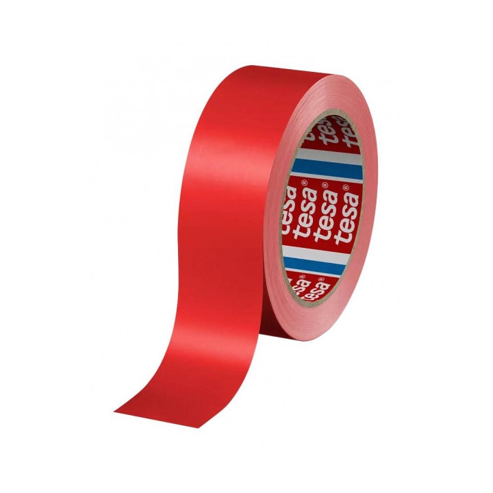 Tesa 60404 Cinta de Embalar Premium 12mm x 66 Metros - Fabricado en SPVC - Adhesivo de Caucho Natural - Color Rojo