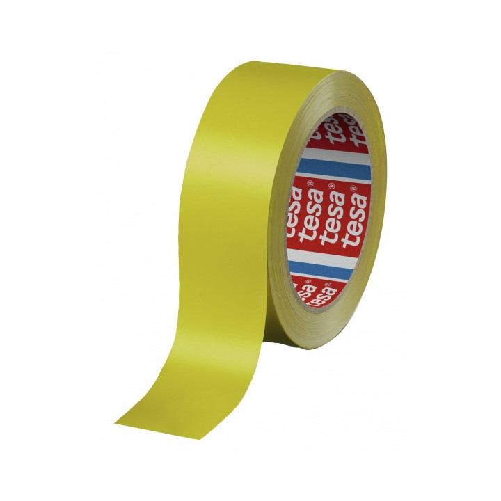 Tesa 60404 Cinta de Embalar Premium 12mm x 66 Metros - Fabricado en SPVC - Adhesivo de Caucho Natural - Color Amarillo