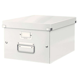 Leitz Click & Store WOW Caja Organizadora Mediana - Asas de Metal - 85% Carton Reciclado - Hasta 9kg de Capacidad - Color Blanc