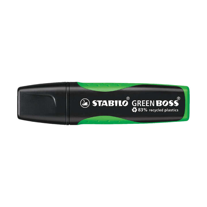 Stabilo Green Boss Marcador Fluorescente - Fabricado con un 83% de Plastico Reciclado - Trazo entre 2 y 5mm - Recargable - Colo