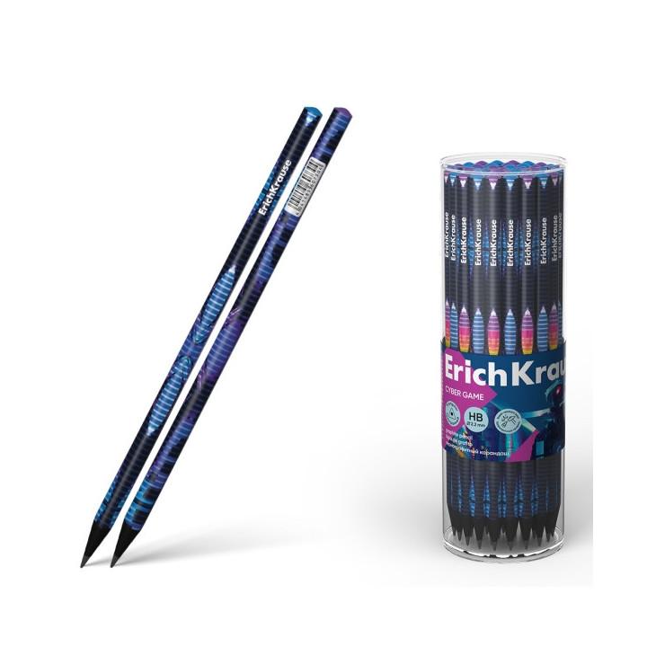 Erichkrause Cyber ​​Game Lapiz de Grafito Triangular HB - Mina de 2.2mm - 2 Diseños Surtidos