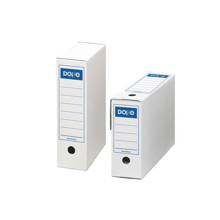 Dohe Caja de Archivo Definitivo - Tamaño Folio - Medidas 255x355x100mm - Utilizable en Horizontal y Vertical - Facil Montaje -