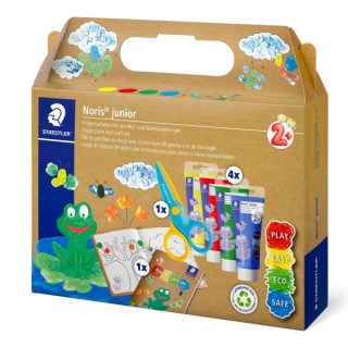 Staedtler Noris Junior Conjunto de Actividades Pack de 4 Tubos de Pintura Deos 75ml + Tijera + Folleto de Actividades - Colores