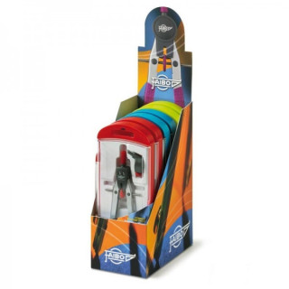 Faibo Expositor de 6 Compases Escolares con Bigotera - Adaptador Universal - Incluye Tubo de Minas - Presentado en Estuche de P