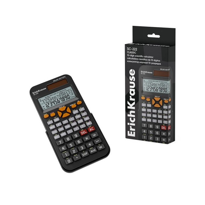 ErichKrause SC-222 Classic Calculadora Cientifica con Pantalla LCD de 10 Digitos - 240 Funciones Integradas - Alimentacion Sola