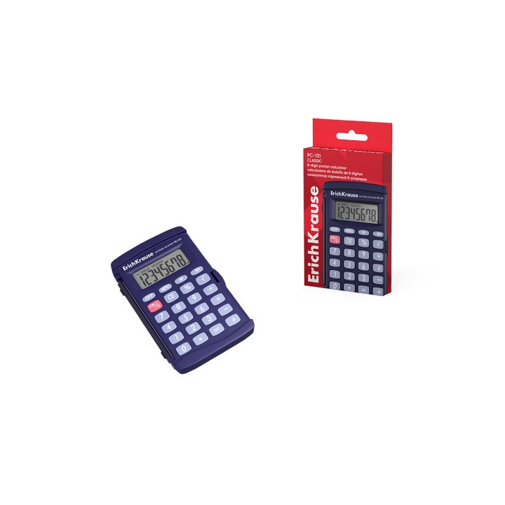 ErichKrause PC-131 Classic Calculadora de Bolsillo con Pantalla LCD de 8 Digitos - Color Azul Oscuro