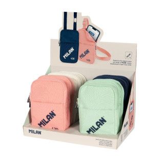 Milan Coleccion 430 Expositor con 12 Bolsos Pequeños Bandolera - Tamaño Bolso 19x2.3x12.8cm - Cierre de Cremallera - Mosqueto