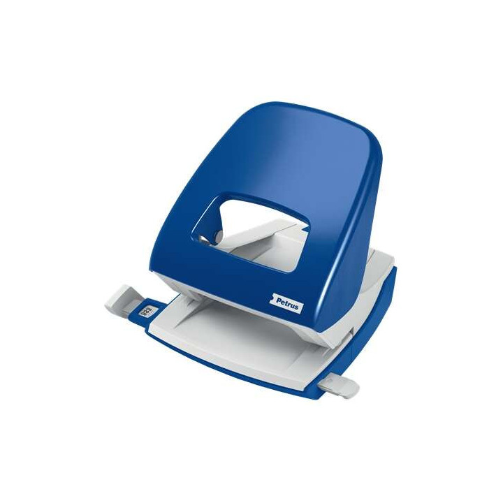 Petrus 62 Taladro Metalico - Hasta 30 Hojas - Marcas de Formato - Facil Vaciado - Punzones 5.5mm - Color Azul