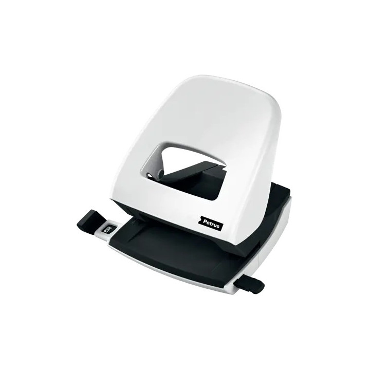 Petrus 62 WOW Taladro Perforador - Hasta 30 Hojas - Marcas de Formato - Punzones 5.5mm - Color Blanco Metalizado