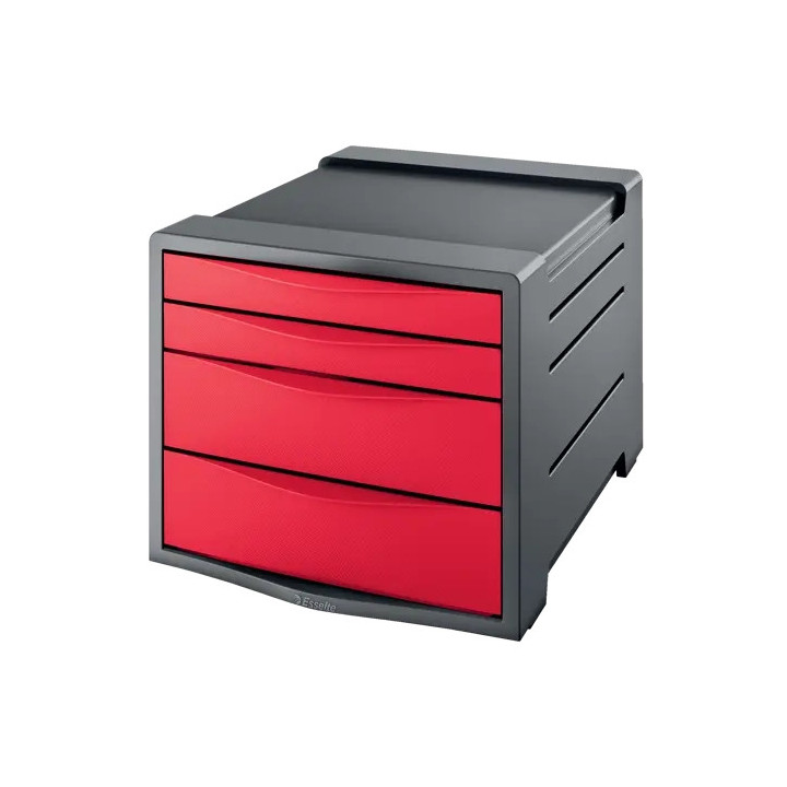 Esselte Europost Vivida Buc de 4 Cajones - 2 Medidas de Cajon - Deslizamiento Suave - Base con Goma Antideslizante - Color Gris