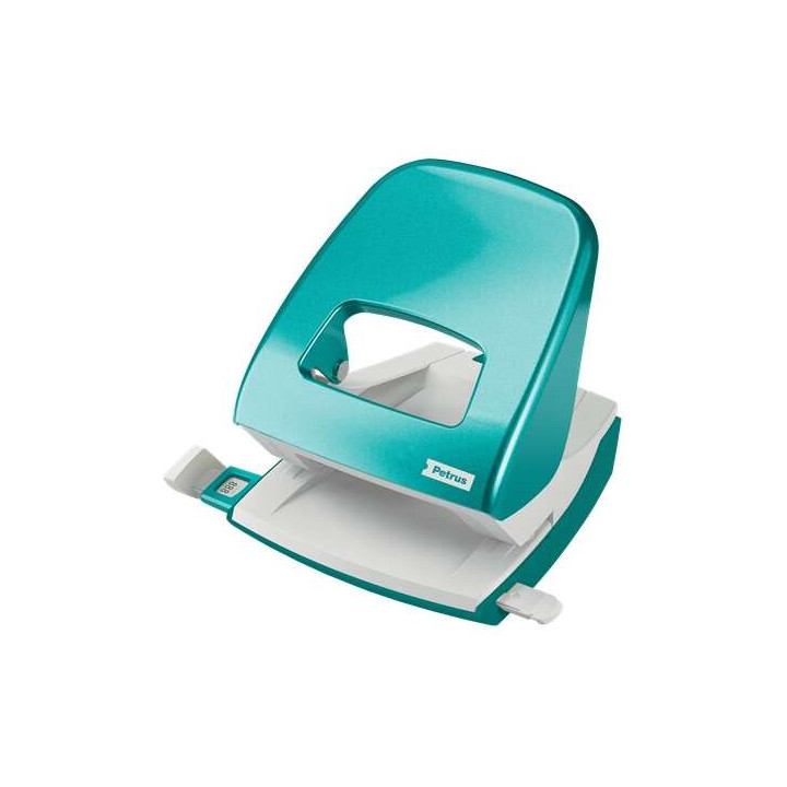 Petrus 62 WOW Taladro Perforador - Hasta 30 Hojas - Marcas de Formato - Punzones 5.5mm - Color Turquesa