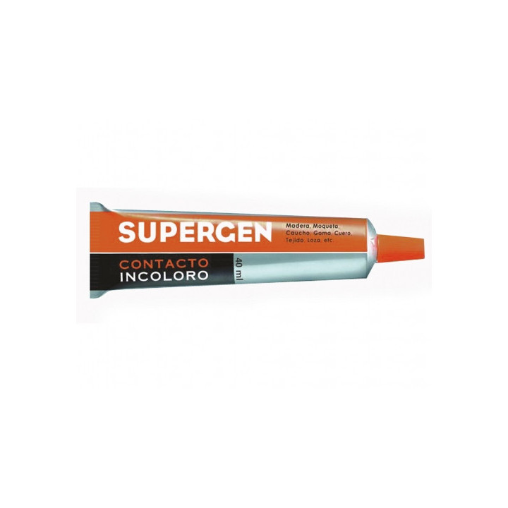 Supergen Contacto Pegamento Incoloro 40ml - Secado Rapido - No Contiene Tolueno - Resistencia al Envejecimiento y a los Rayos U