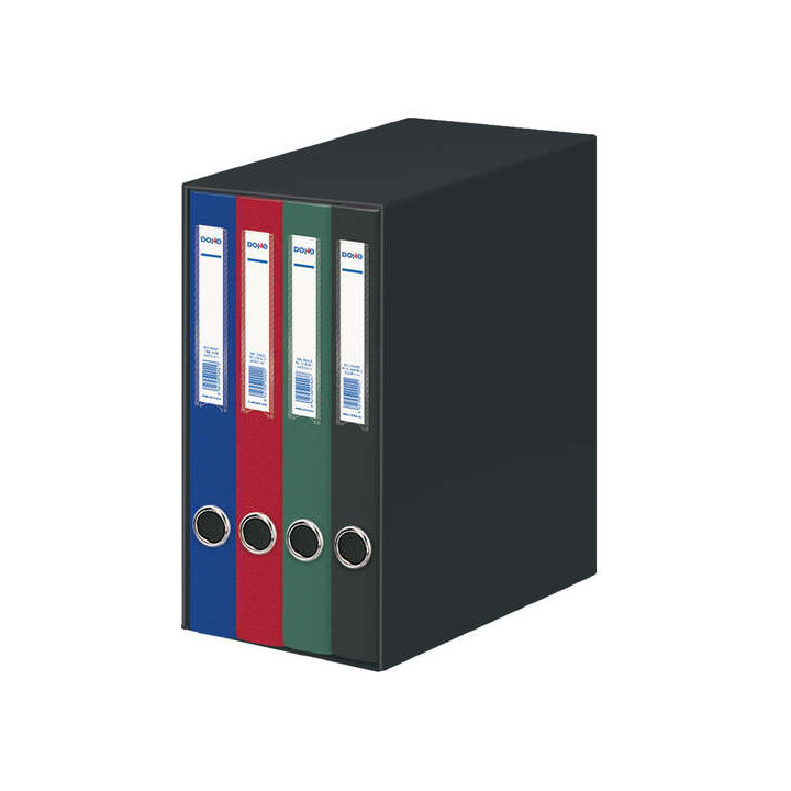 Dohe Oficolor Modulo de 4 Archivadores con Rado - Lomo Estrecho - Formato Folio - Carton Forrado - Colores Surtidos
