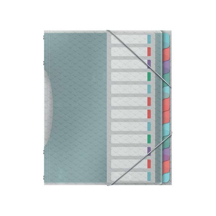 Esselte Colour'Breeze Clasificador con 12 Pestañas Multicolor - Para Formato A4 - 3 Solapas en la Contraportada - Polpropileno