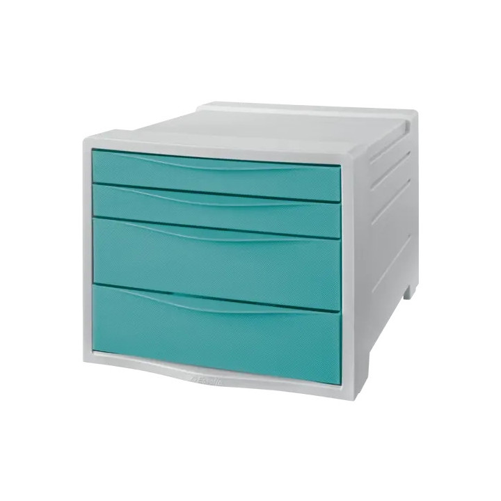 Esselte Colour'Breeze Buc de 4 Cajones - 2 Medidas de Cajon - Deslizamiento Suave - Base con Goma Antideslizante - Color Gris/A