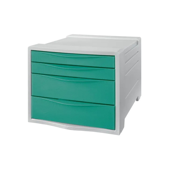 Esselte Colour'Breeze Buc de 4 Cajones - 2 Medidas de Cajon - Deslizamiento Suave - Base con Goma Antideslizante - Color Gris/V