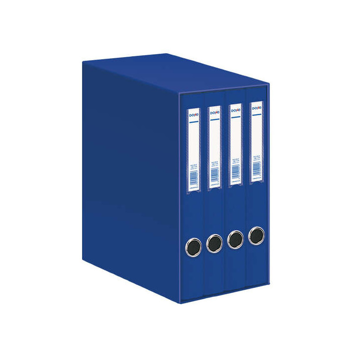 Dohe Oficolor Modulo de 4 Archivadores con Rado - Lomo Estrecho - Formato Folio - Carton Forrado - Color Azul