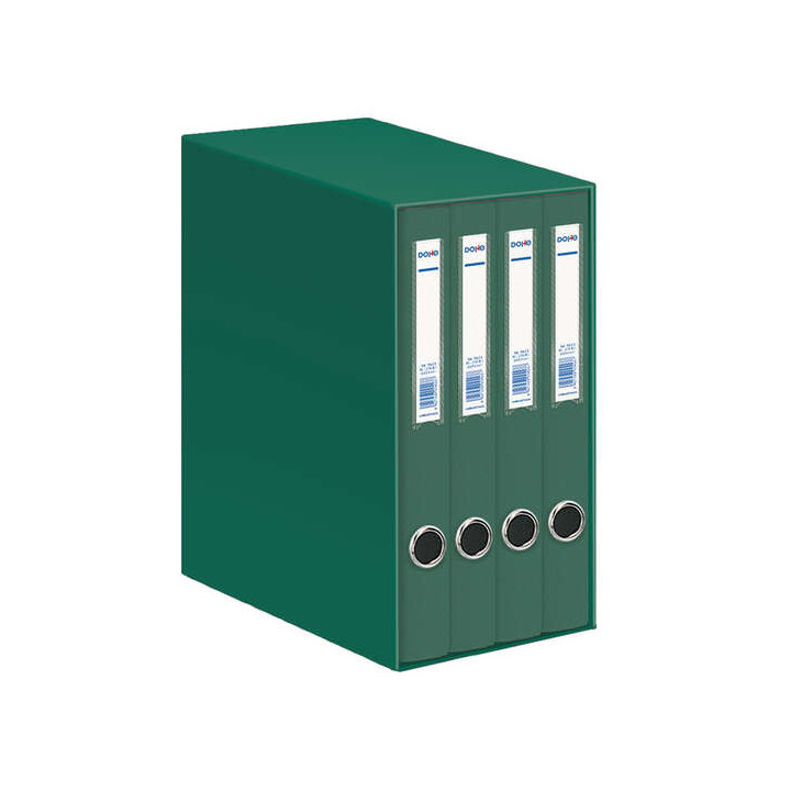 Dohe Oficolor Modulo de 4 Archivadores con Rado - Lomo Estrecho - Formato Folio - Carton Forrado - Color Verde