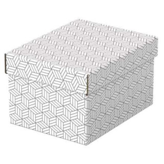 Esselte Pack de 3 Cajas Pequeñas de Almacenamiento con Tapa 200x150x255mm - Carton 100% Reciclado y Reciclable - Diseño Blanc