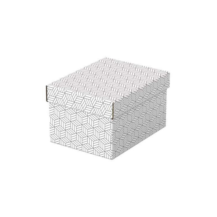 Esselte Pack de 3 Cajas Pequeñas de Almacenamiento con Tapa 200x150x255mm - Carton 100% Reciclado y Reciclable - Diseño Blanc
