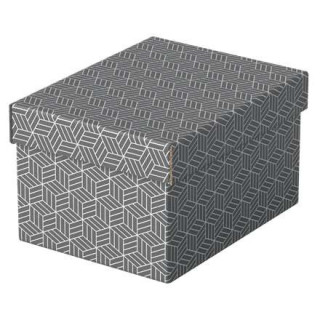 Esselte Pack de 3 Cajas Pequeñas de Almacenamiento con Tapa 200x150x255mm - Carton 100% Reciclado y Reciclable - Diseño Gris