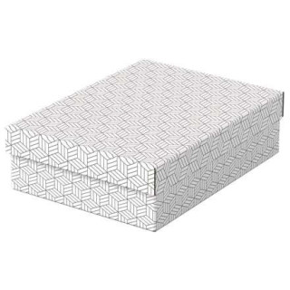 Esselte Pack de 3 Cajas Medianas de Almacenamiento con Tapa 265x100x360mm - Carton 100% Reciclado y Reciclable - Diseño Blanco