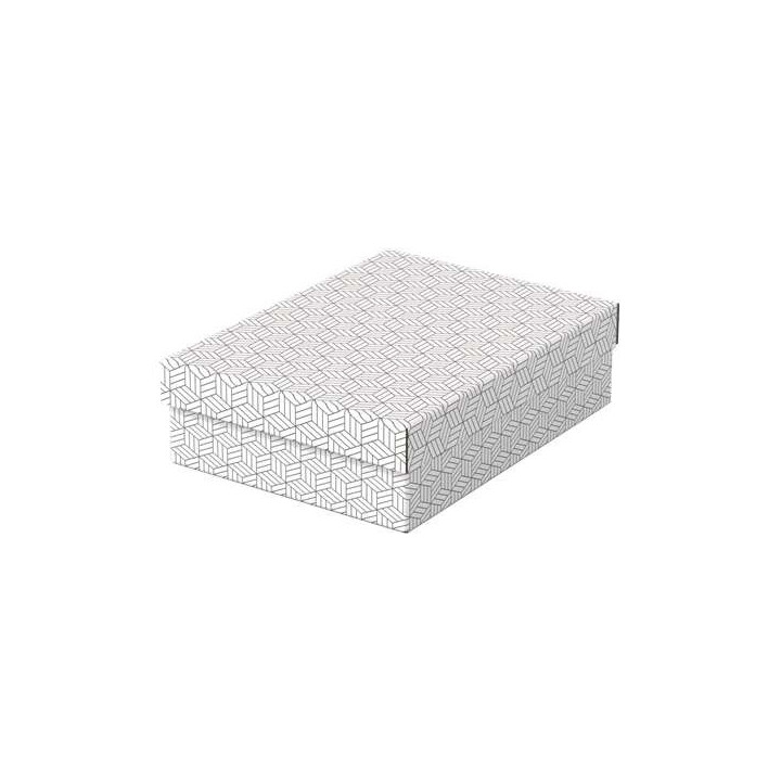 Esselte Pack de 3 Cajas Medianas de Almacenamiento con Tapa 265x100x360mm - Carton 100% Reciclado y Reciclable - Diseño Blanco