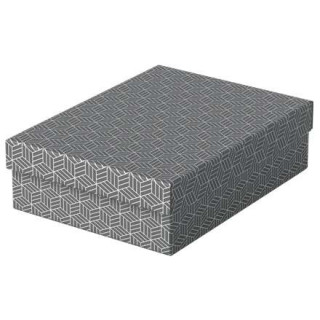Esselte Pack de 3 Cajas Medianas de Almacenamiento con Tapa 265x100x360mm - Carton 100% Reciclado y Reciclable - Diseño Gris c